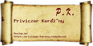 Priviczer Kerény névjegykártya